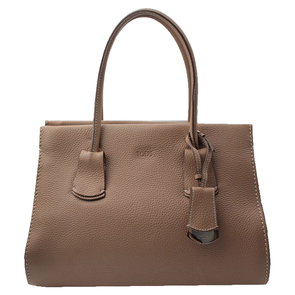 Taupe Brown Leather Tote Bag