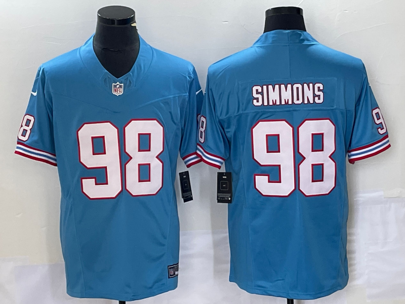 Men's Tennessee Titans Jeffery Simmons #98 Light Blue Oilers Throwback Vapor F.U.S.E. Limited jersey