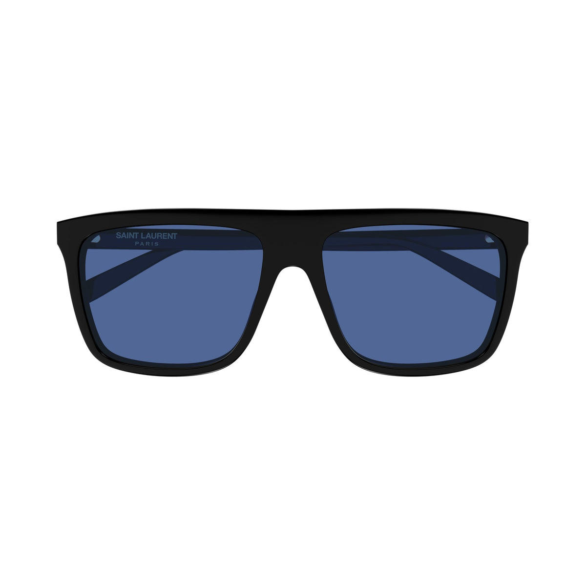 Bold Rectangular Frame Sunglasses With Deep Blue Lenses