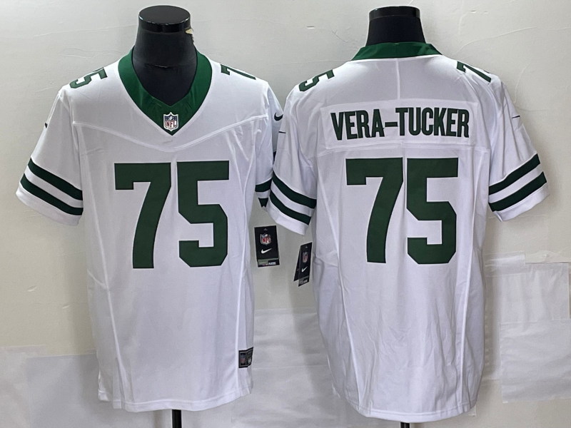 Men's New York Jets Alijah Vera-Tucker #75 White Legacy Player Game jersey