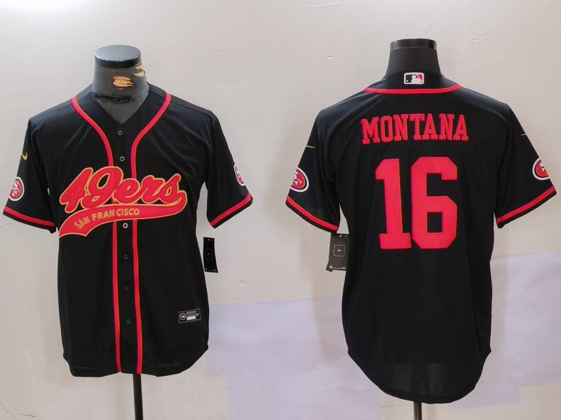 Men's San Francisco 49ers Joe Montana #16 Black Replica Player jersey