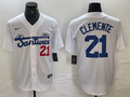 Men's Santurce Crabbers Roberto Clemente #21 White Puerto Rico Baseball Jersey1