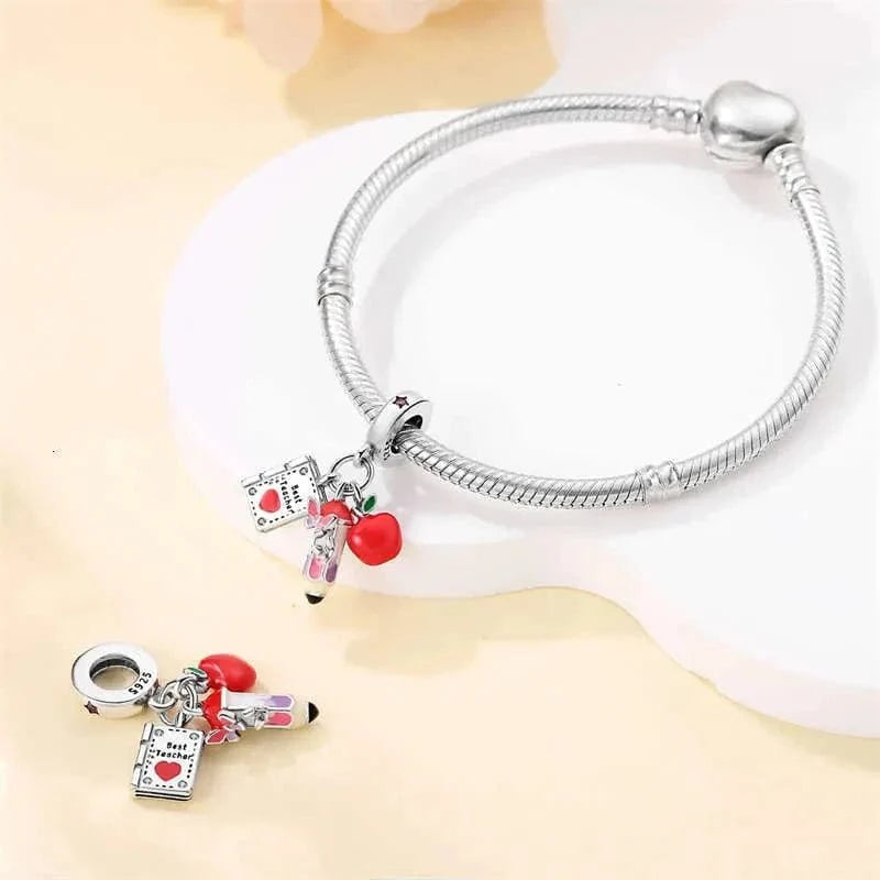 Best Teacher Triple Dangle Charm
