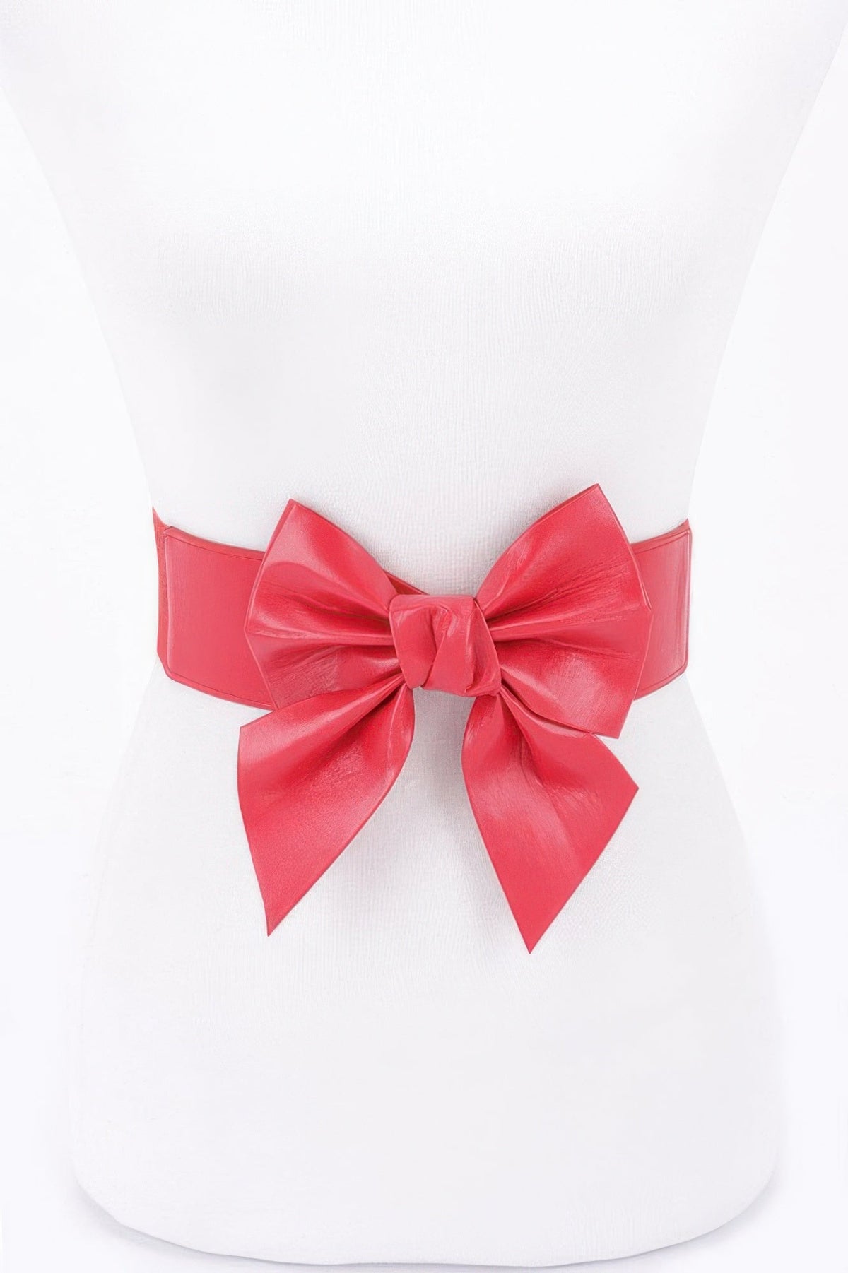 Faux Leather Ribbon Elastic Belt