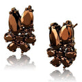 IP Coffee light Brass Earrings with AAA Grade CZ in Light Coffee