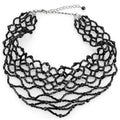 Rhodium Brass Necklace with Synthetic Synthetic Glass in Jet