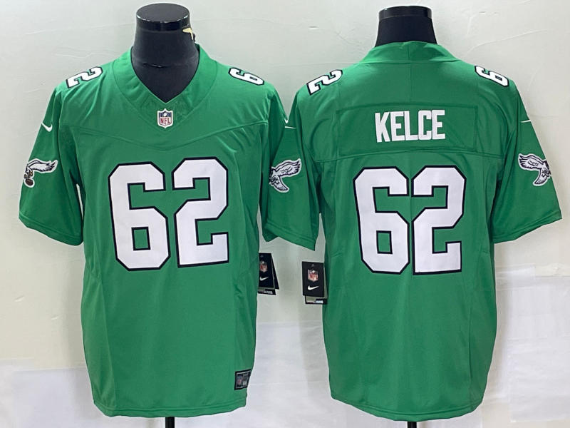 Men's Philadelphia Eagles Jason Kelce #62 Kelly Green Game jersey