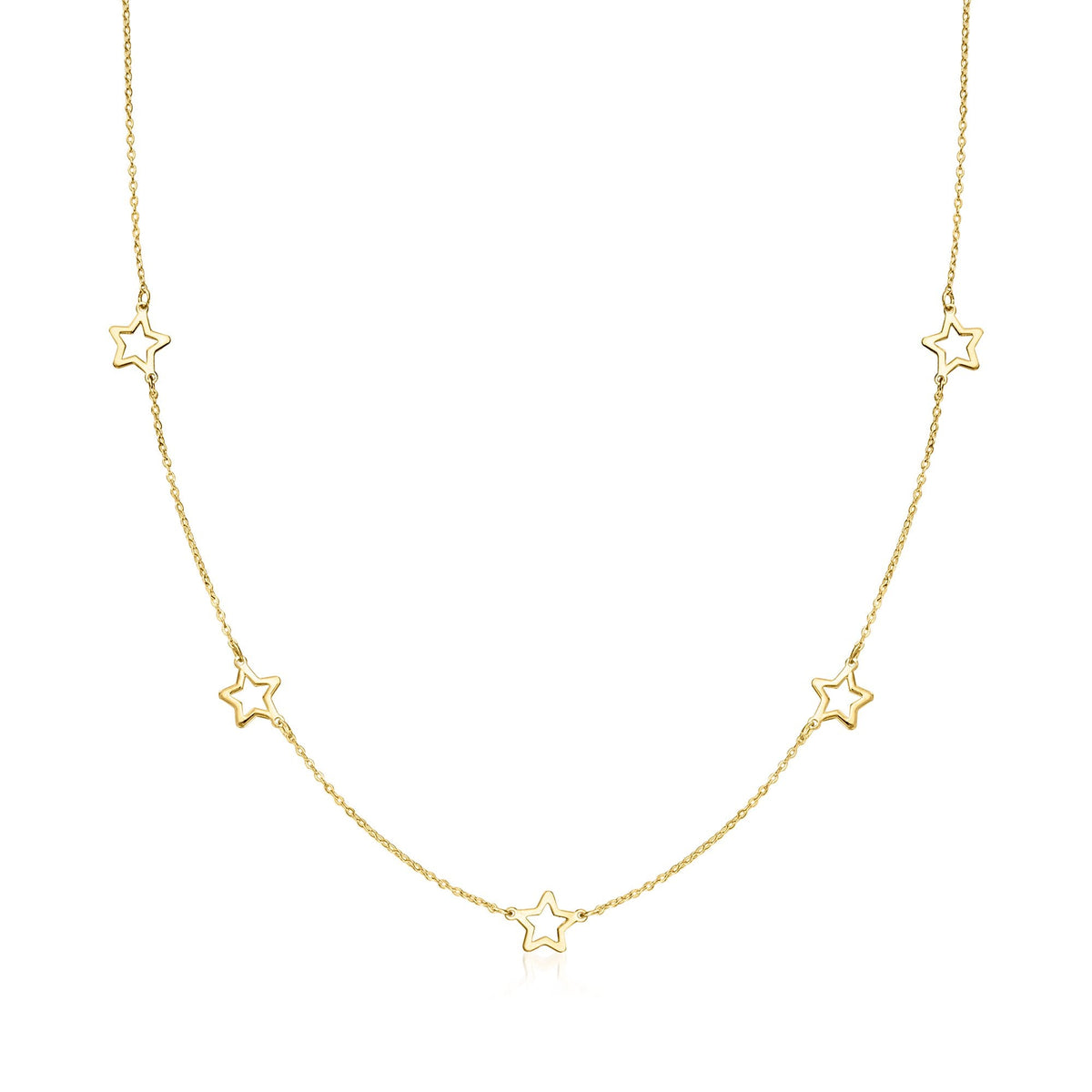 Ross-Simons Italian 10kt Yellow Gold Open-Space Star Station Necklace