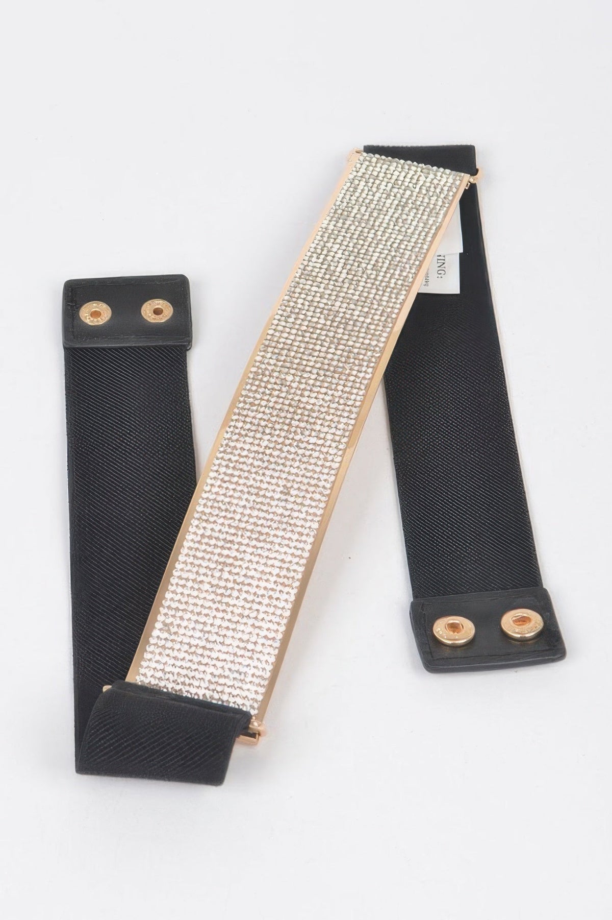 Rhinestone Metal Plate Elastic Belt