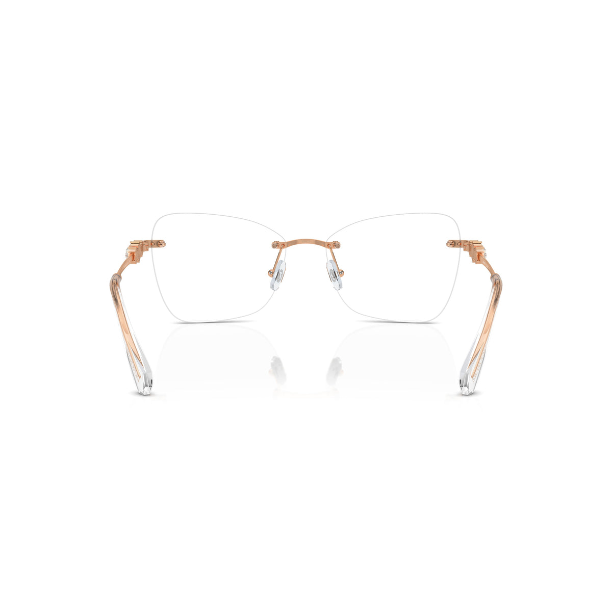 Rimless Eyeglasses With Gold-Toned Metal Temples And Crystal Embellishments