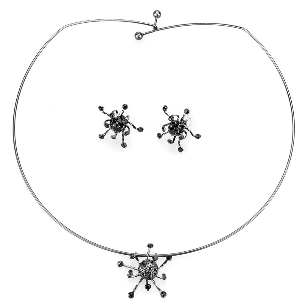 Ruthenium White Metal Jewelry Sets with Top Grade Crystal in Jet