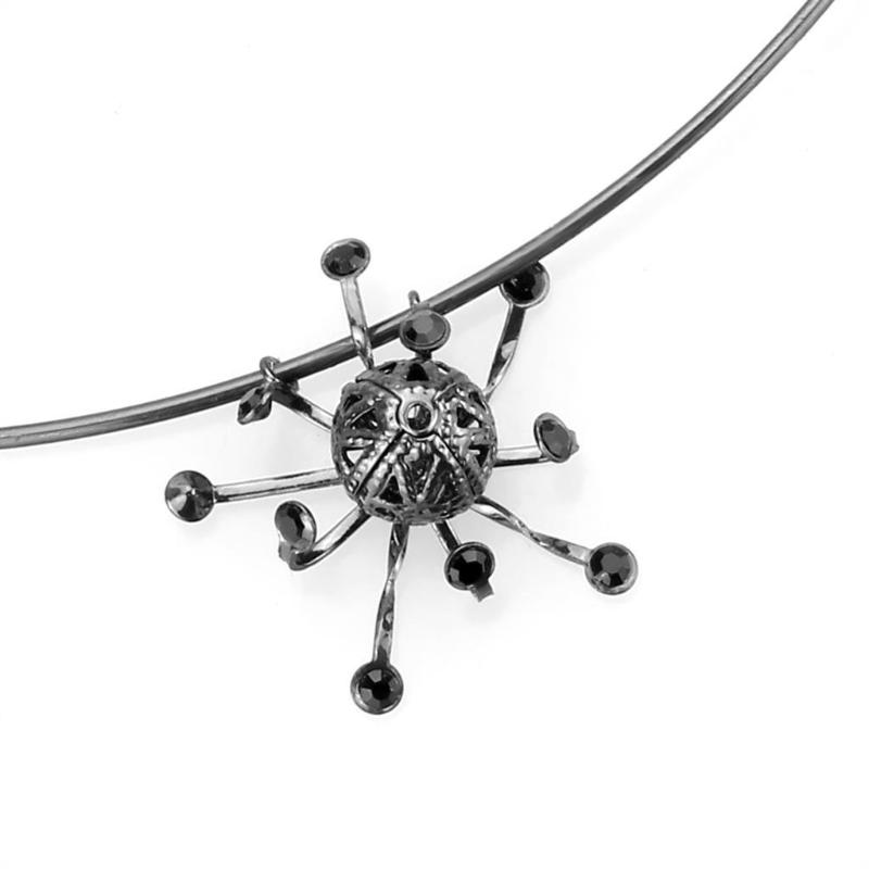 Ruthenium White Metal Jewelry Sets with Top Grade Crystal in Jet