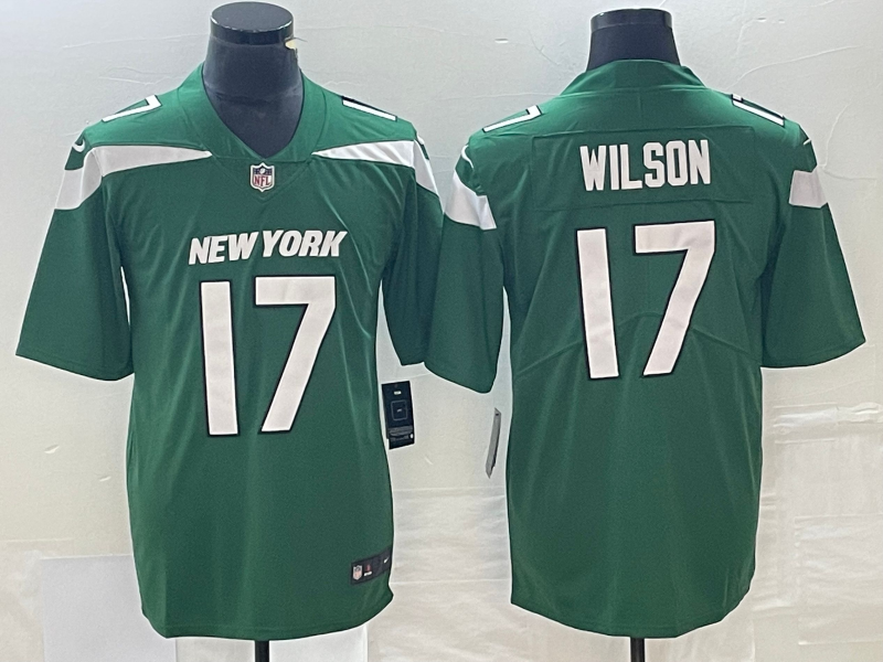 Men's New York Jets Garrett Wilson #17 Green Player Game jersey