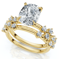 Certified 2 1/2Ct Cushion Diane Engagement Bridal Set 14k Gold or Pt Lab Grown