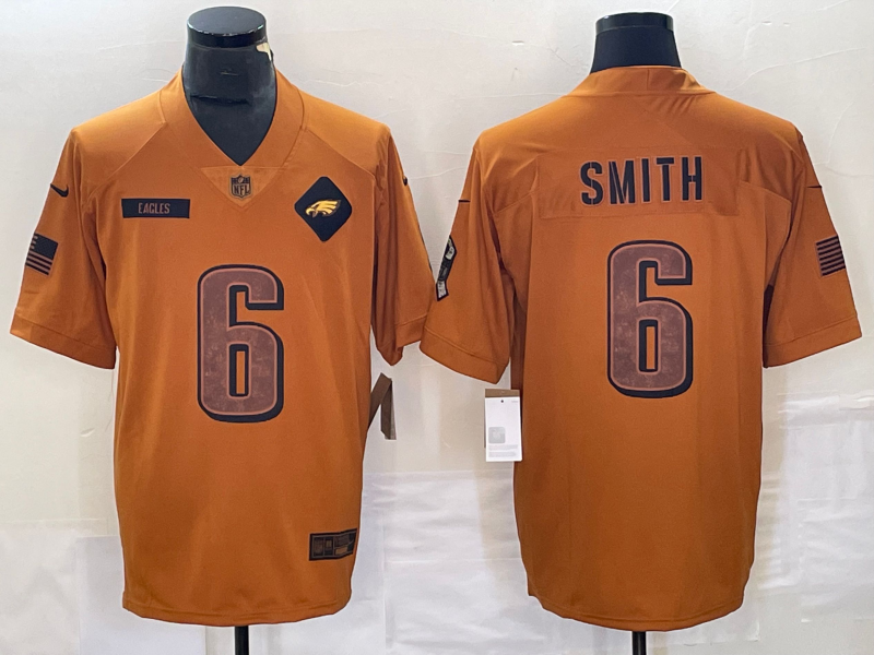 Men's Philadelphia Eagles DeVonta Smith #6 Brown 2023 Salute To Service Limited jersey