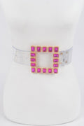 Stone Buckle Plus Size Transparent Belt