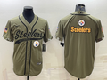 Men's Pittsburgh Steelers Olive 2022 Salute To Service Limited jersey