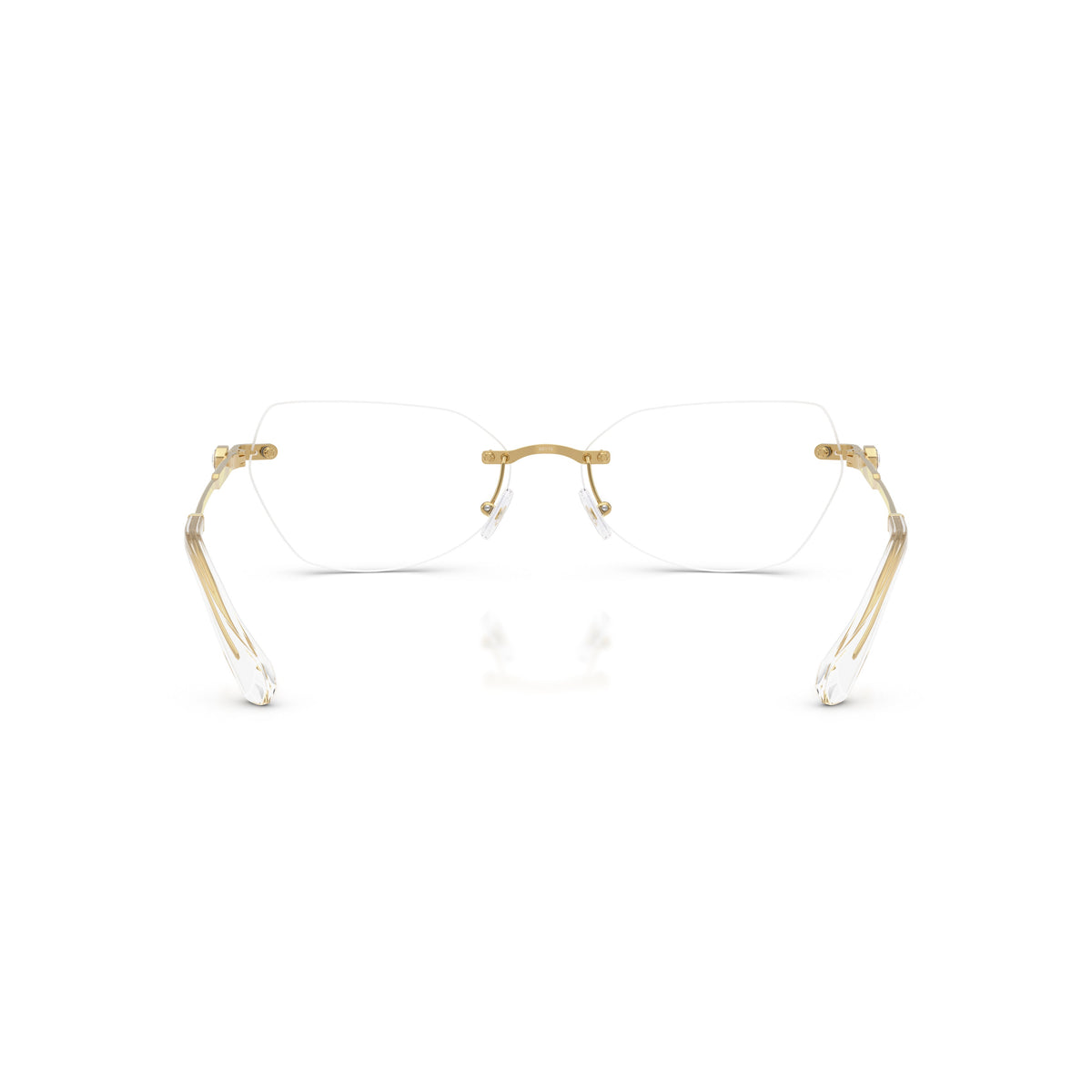 0Sk1031 Rimless Gold Metal Eyeglasses with Textured Temples