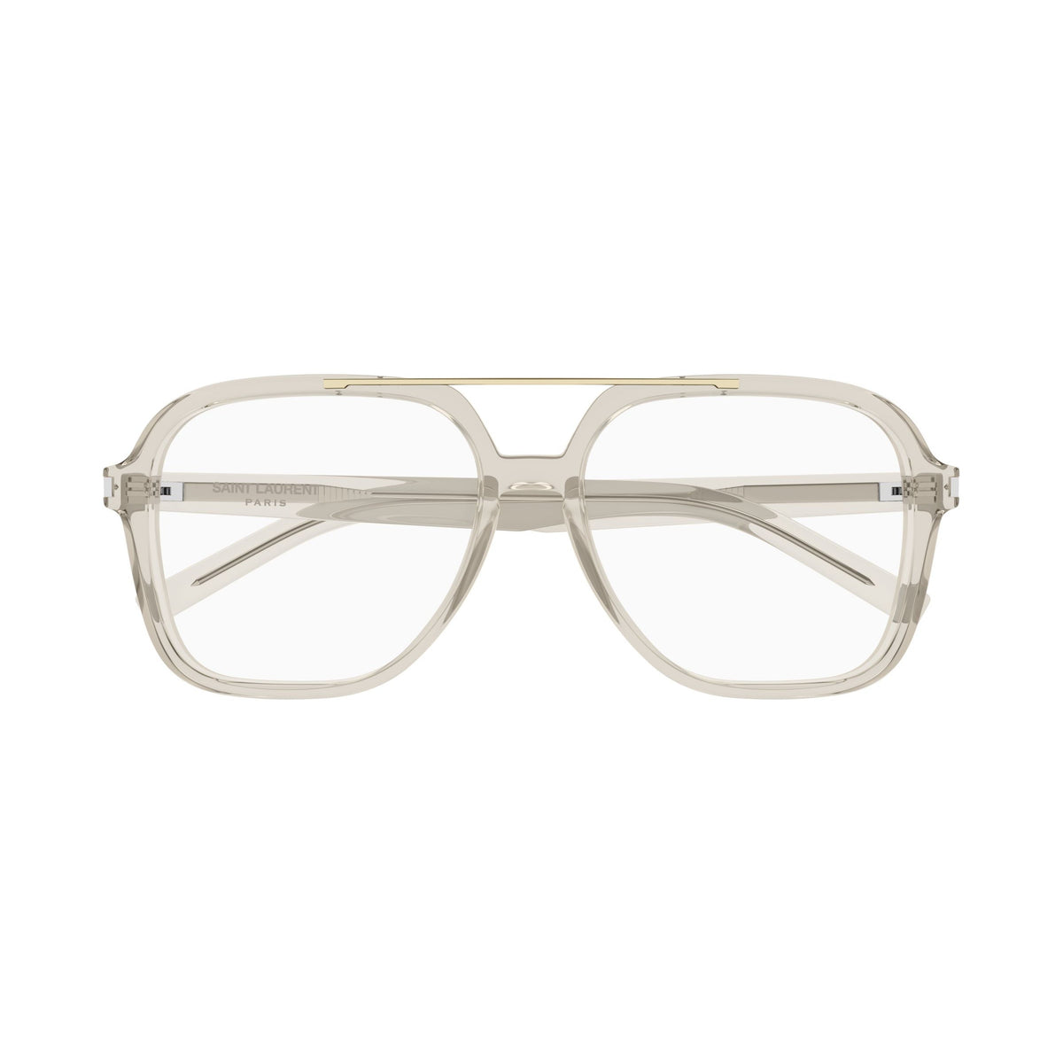 Translucent Square Frame Sunglasses With Gold Accent