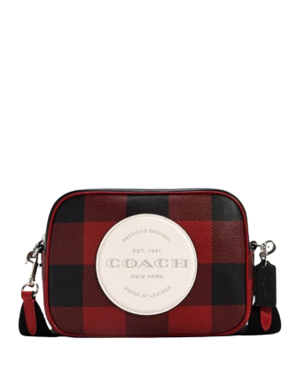 Coach Dempsey Camera Bag With Buffalo Plaid Print And Coach Patch