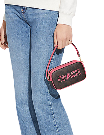 Coach Jamie Wristlet In Signature Canvas With Varsity Motif