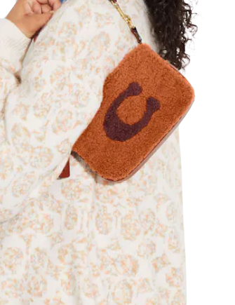 Coach Nolita 19 In Shearling With Coach Motif