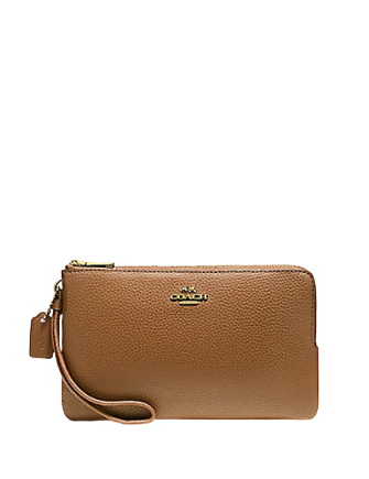 Coach Pebble Leather Double Zip Wallet