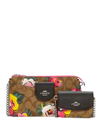 Coach Poppy Crossbody In Signature Canvas With Vintage Rose Print