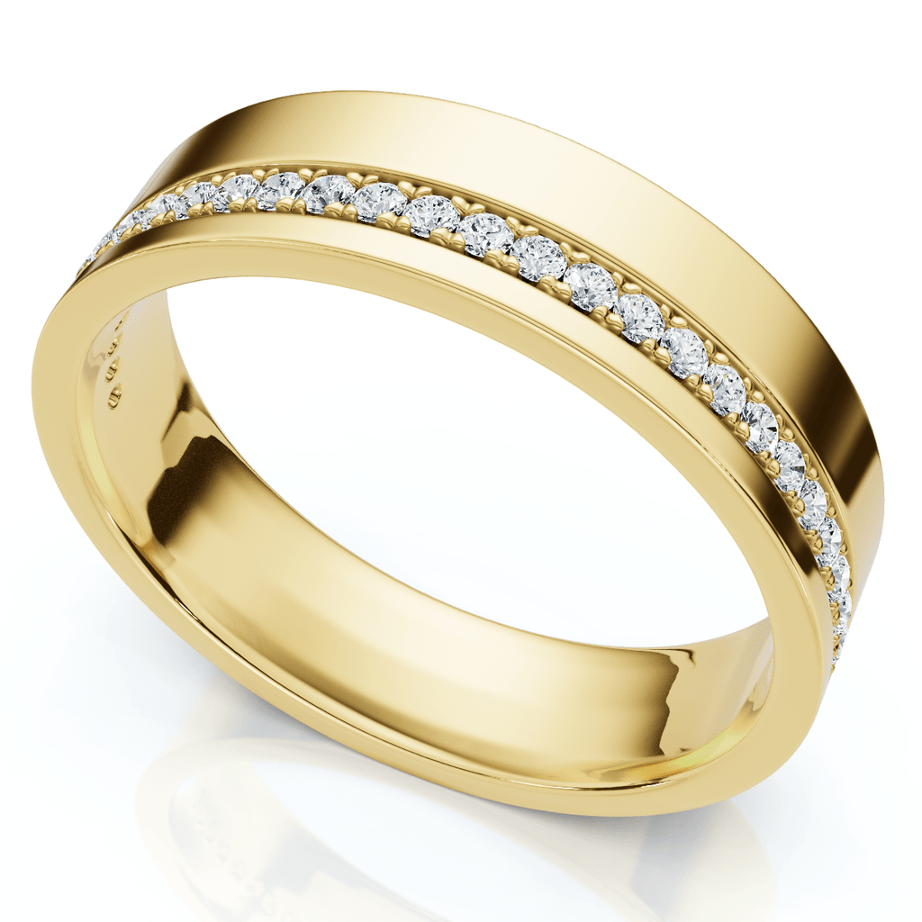 Men's Diamond Wedding Ring High Polished 14k Gold or Platinum Lab Grown