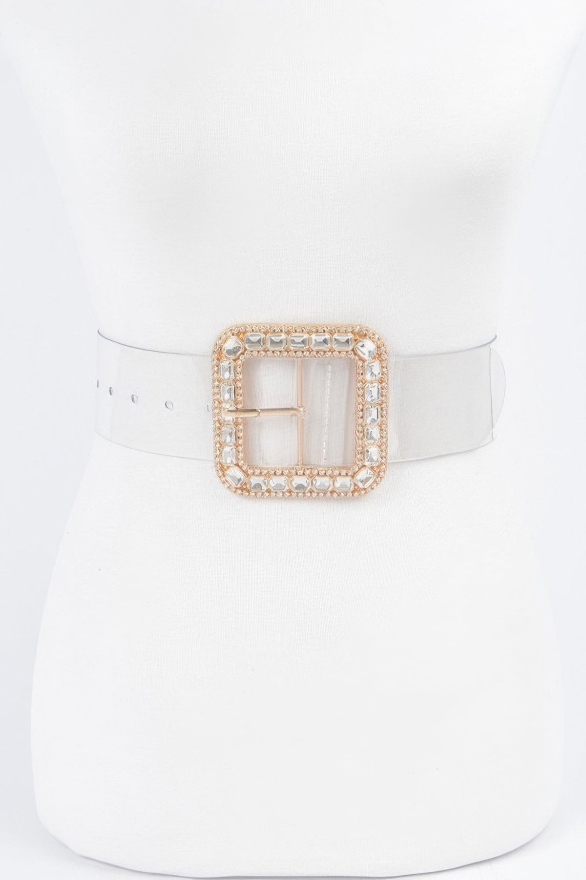 Stone Metal Buckle Clear Plus Size Belt