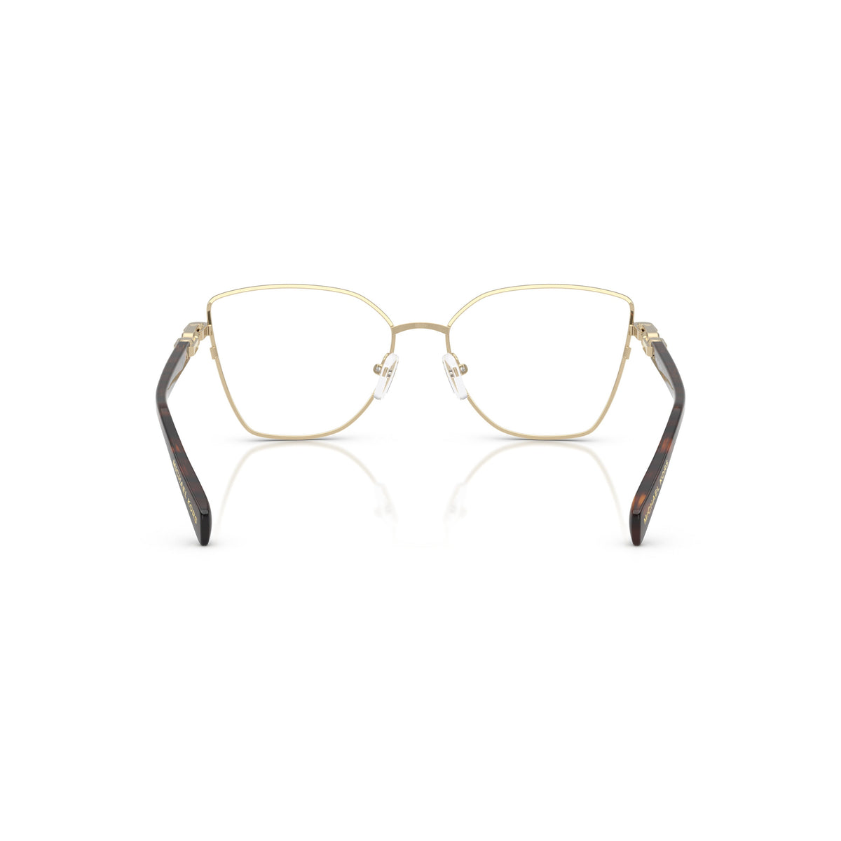 0Mk3090 Geometric Metal Frame Eyeglasses with Tortoiseshell Accents