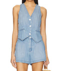 Wren Pocket Vest In Sea Breeze
