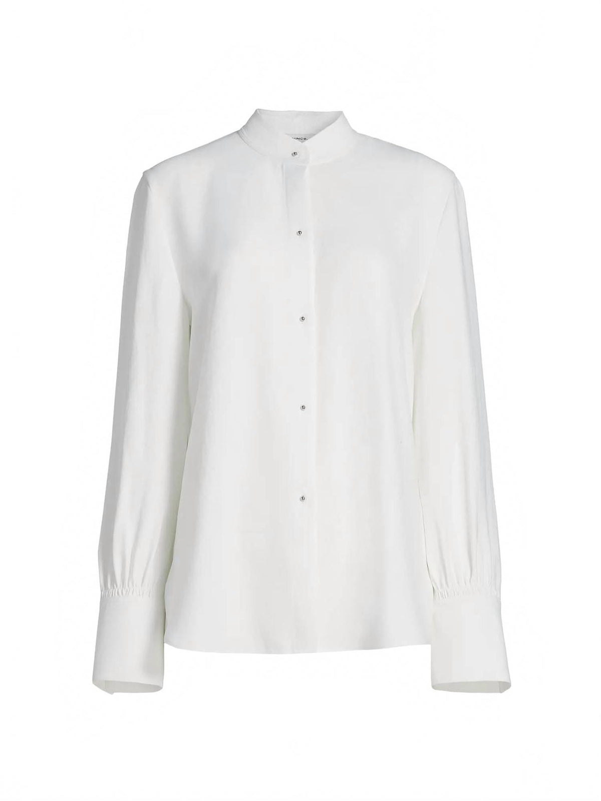 Metal Ball Button Long Sleeve Shirt In Off White