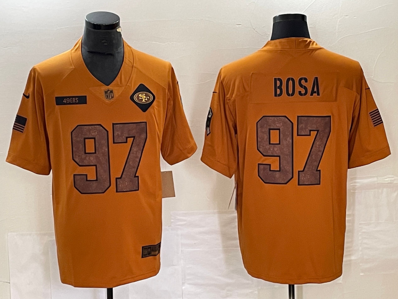 Men's San Francisco 49ers Nick Bosa #97 Brown 2023 Salute To Service Retired Player Limited jersey