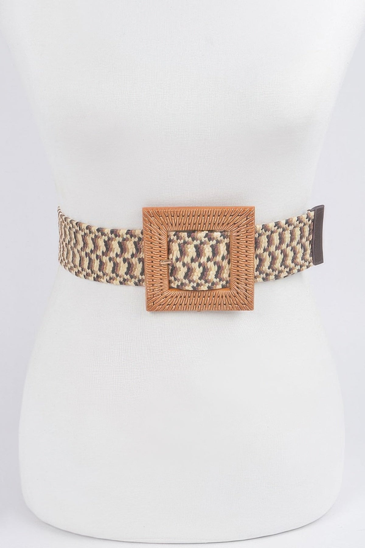 Faux Bamboo Buckle Elastic Belt