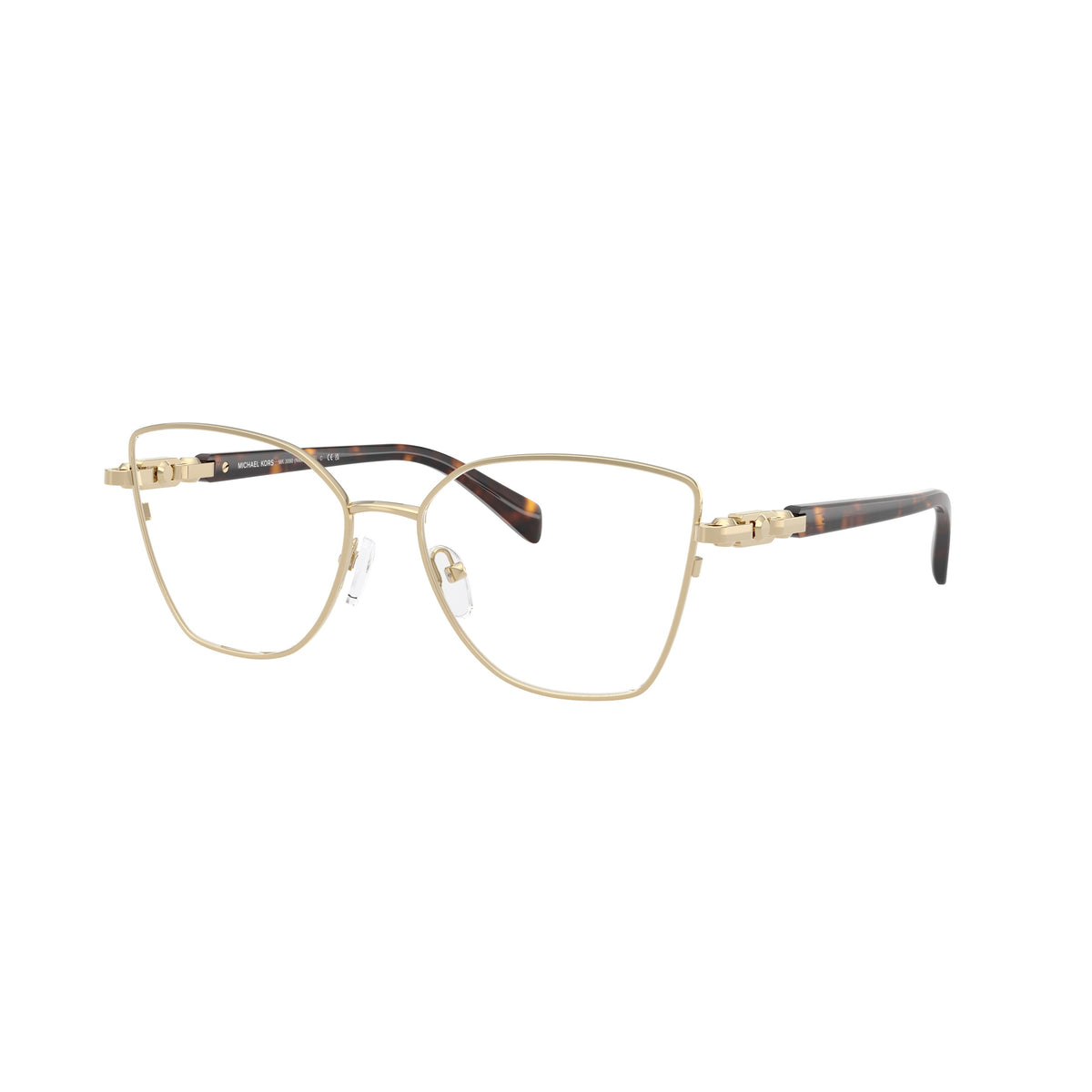 0Mk3090 Geometric Metal Frame Eyeglasses with Tortoiseshell Accents