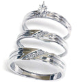 Diamond Matching Mens Womens Engagement Wedding Ring Bridal Set Trio 14K Gold Size Selectable