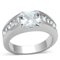 Rhodium Brass Ring with AAA Grade CZ in Clear
