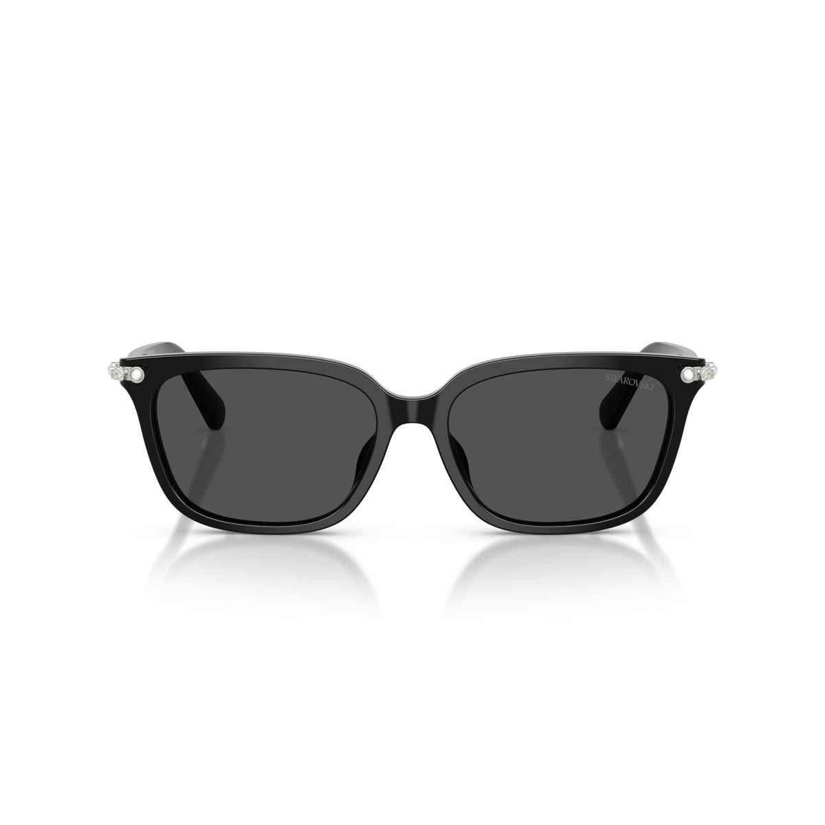 0Sk6064D Rectangular Black Acetate Sunglasses with Crystal-Embellished Hinges