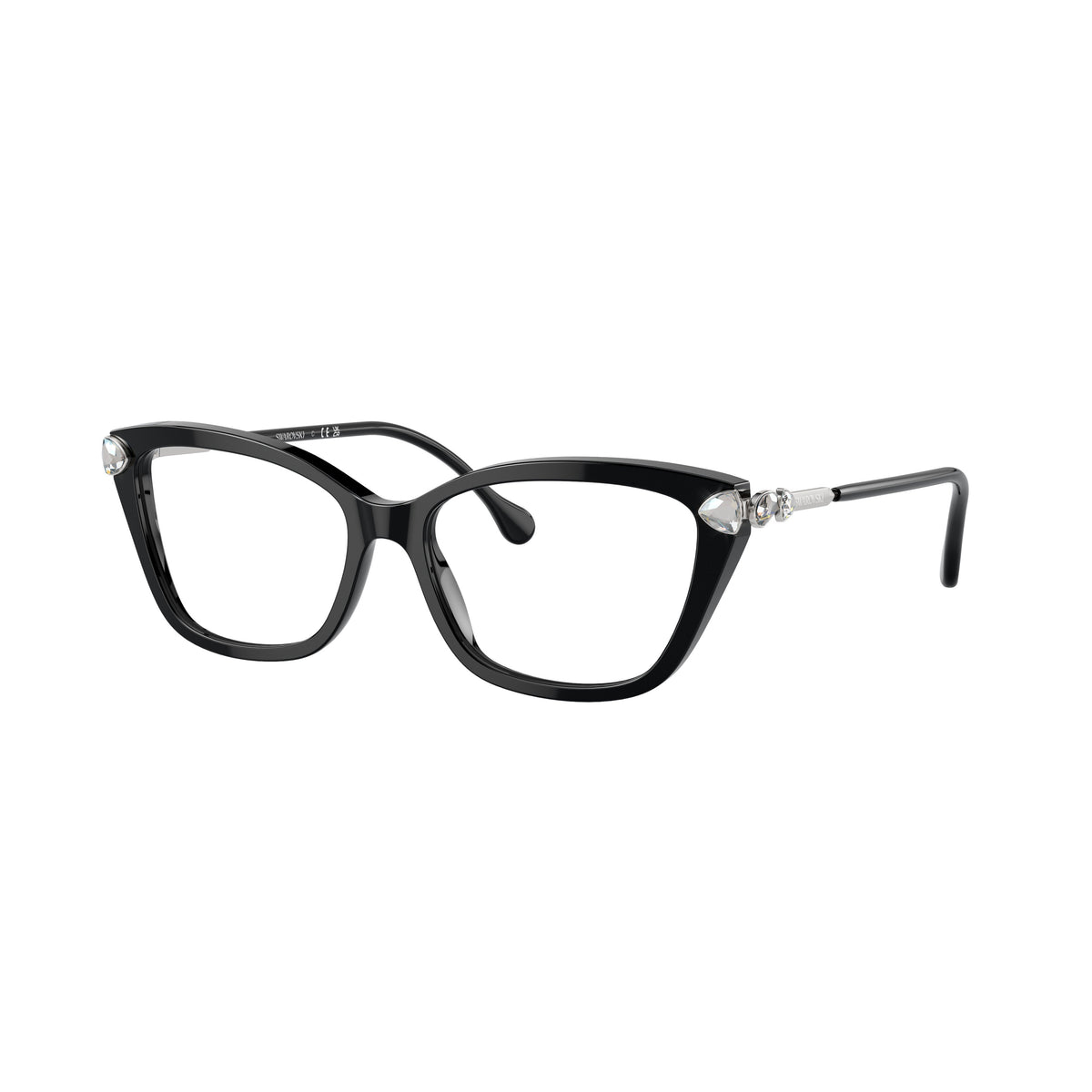0Sk2011 Black Acetate Cat-Eye Eyeglasses with Crystal Accents