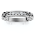 Stackable Diamond Wedding Ring Scroll Pattern Band 14k Gold Lab Grown