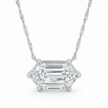 Certified 1.10Ct Long Hexagon Diamond East West Pendant Gold Necklace Lab Grown