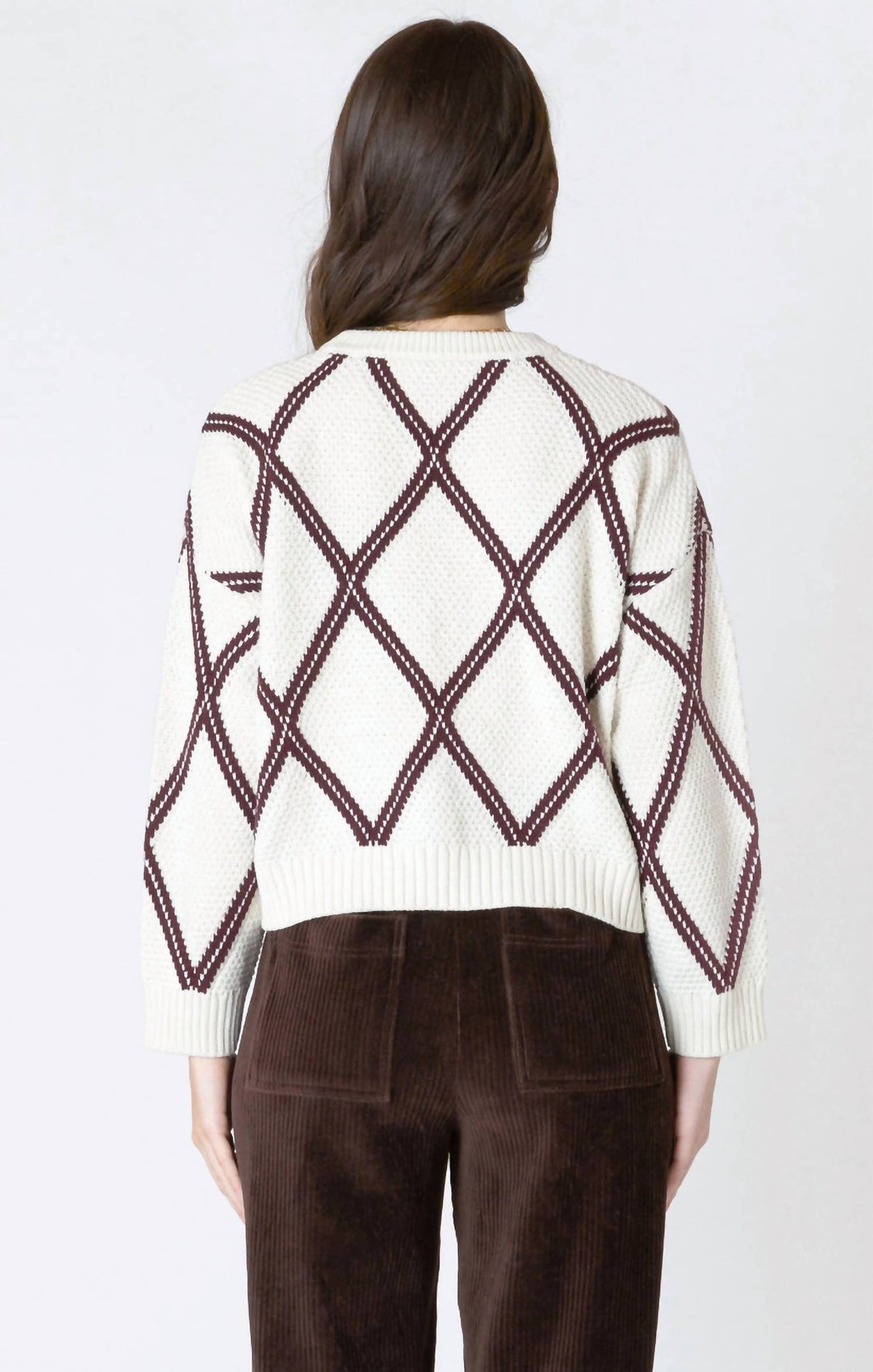 Diamond Check Sweater In White