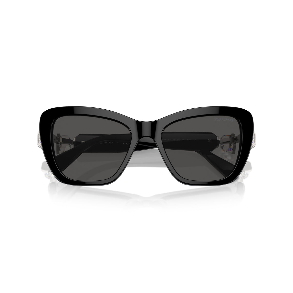 0Sk6018 Oversized Black Cat-Eye Sunglasses with Crystal Embellishments
