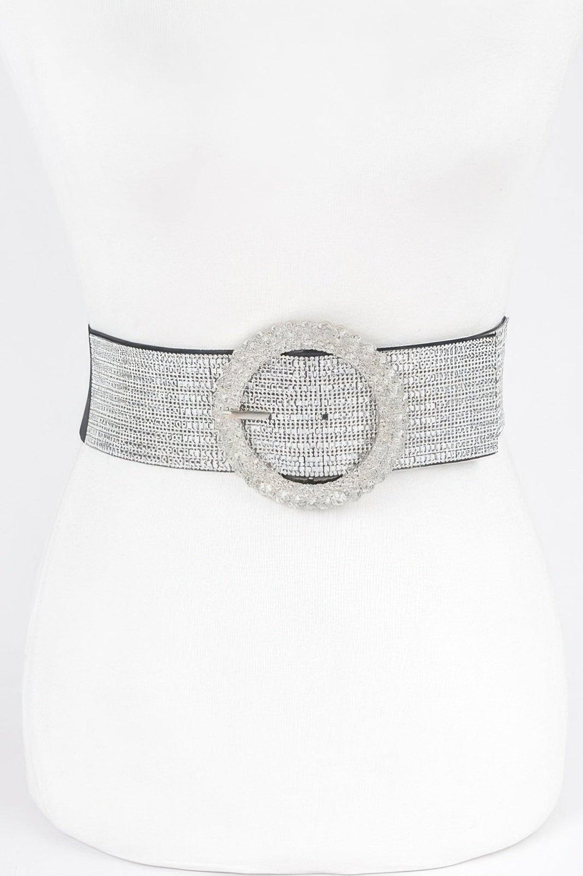 Rhinestone Buckle Plus Size Elastic Belt