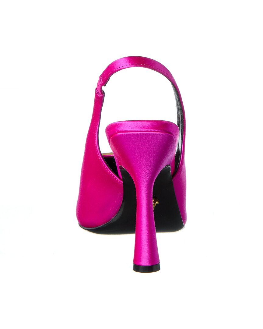 Versace Medusa Plaque Satin Slingback Sandal