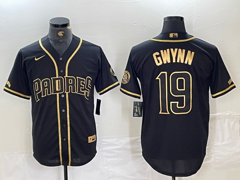 Men's San Diego Padres Tony Gwynn #19 Black Stitched Jersey1