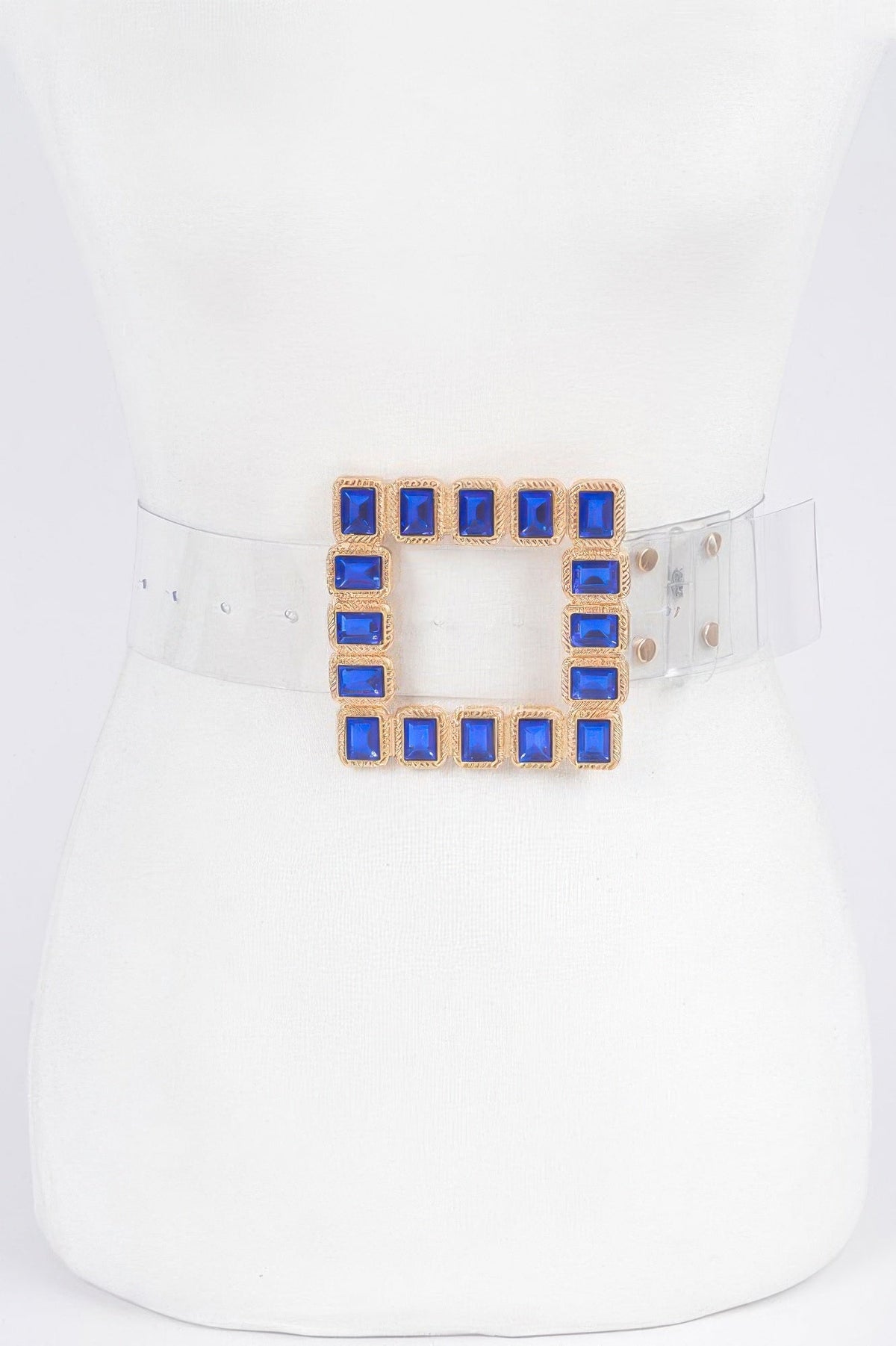 Stone Buckle Faux Leather Belt