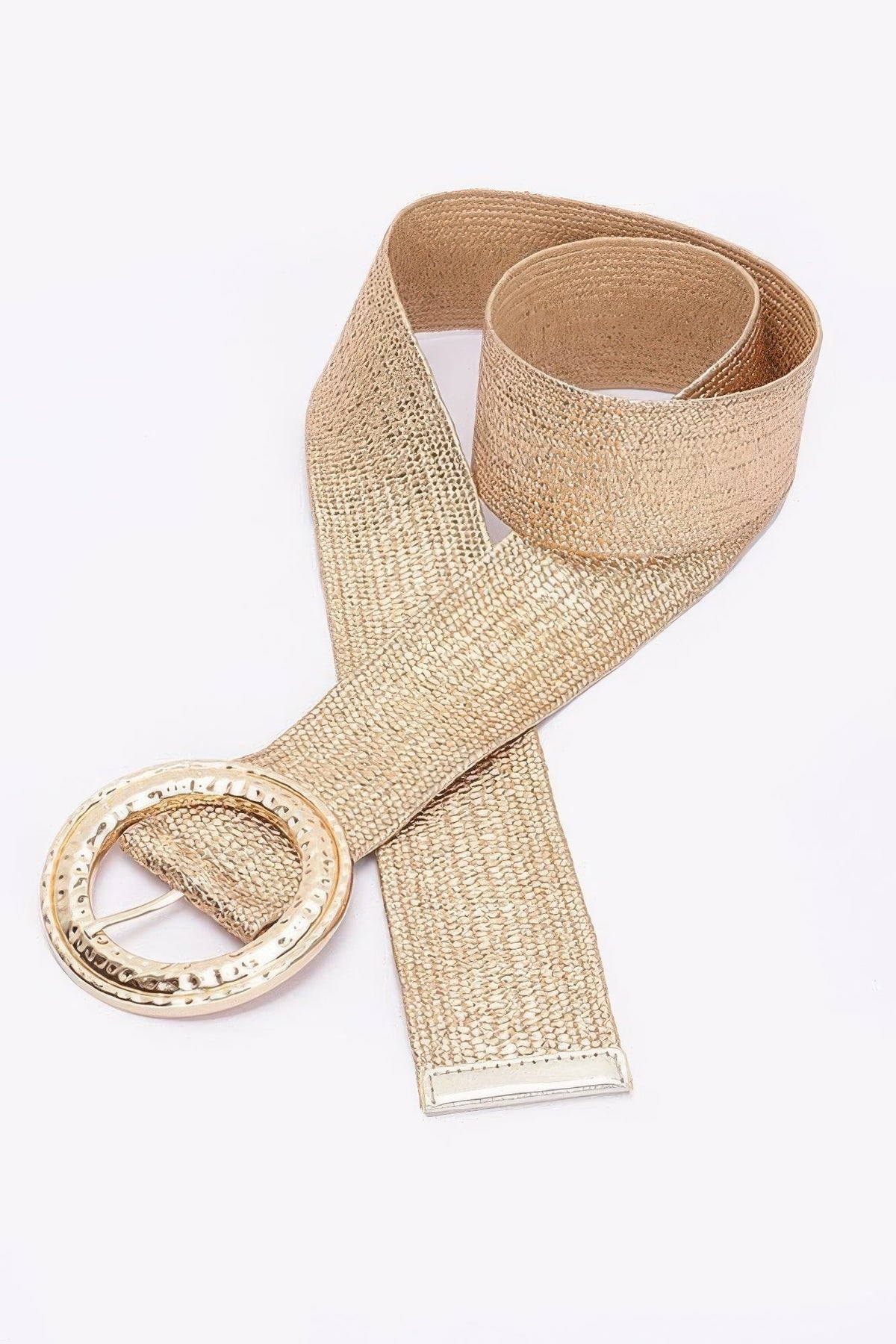 Hammered Metal Buckle Stretch Belt