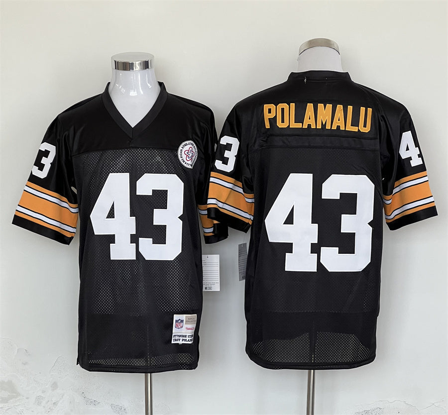 Men's Pittsburgh Steelers Troy Polamalu Mitchell & Ness Black Legacy Replica jersey